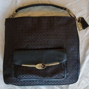 Coach Madison Black Op Art Pearlescent Fabric Hobo